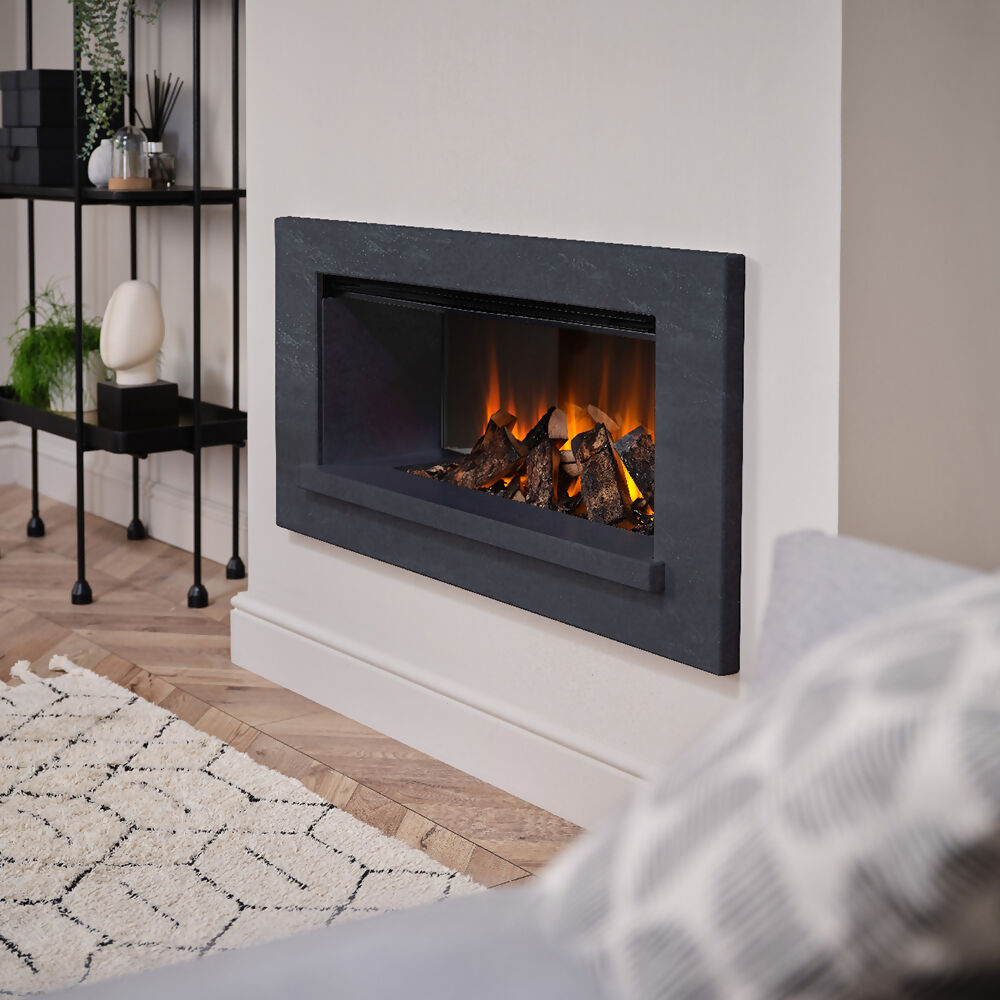 Holbury 870 Black Edition LED electric suite with New Forest fire