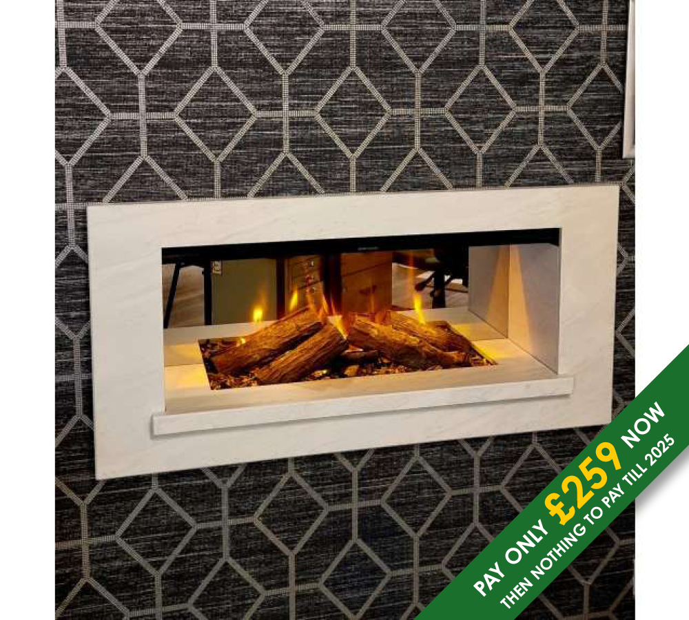 Holbury 870 Black Edition LED electric suite with New Forest fire