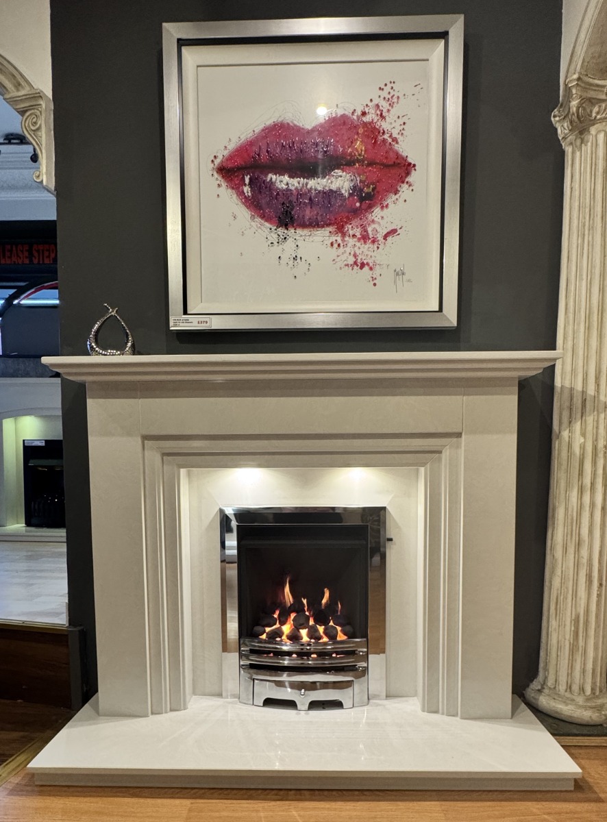 GLENDALE MARBLE FIREPLACE WITH LED DOWNLIGHTS