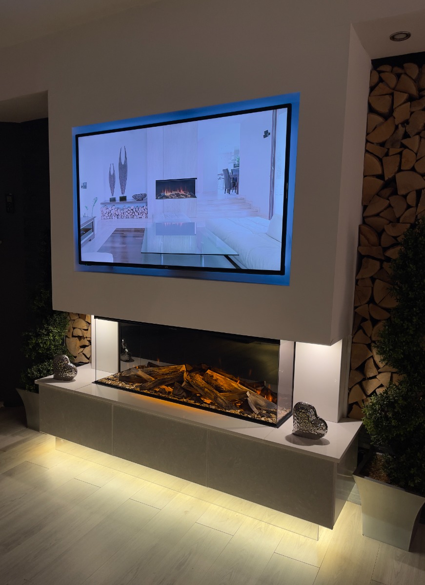 New Forest 1200 Black Edition LED electric media wall fire