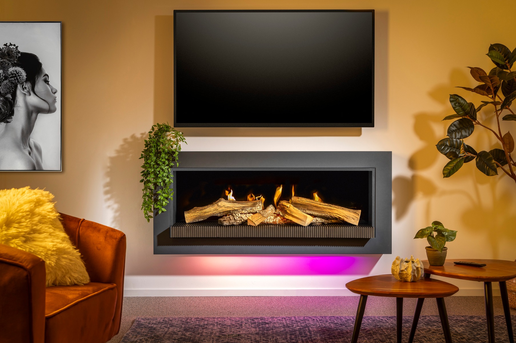 KalFire E-55 LED electric media wall fire