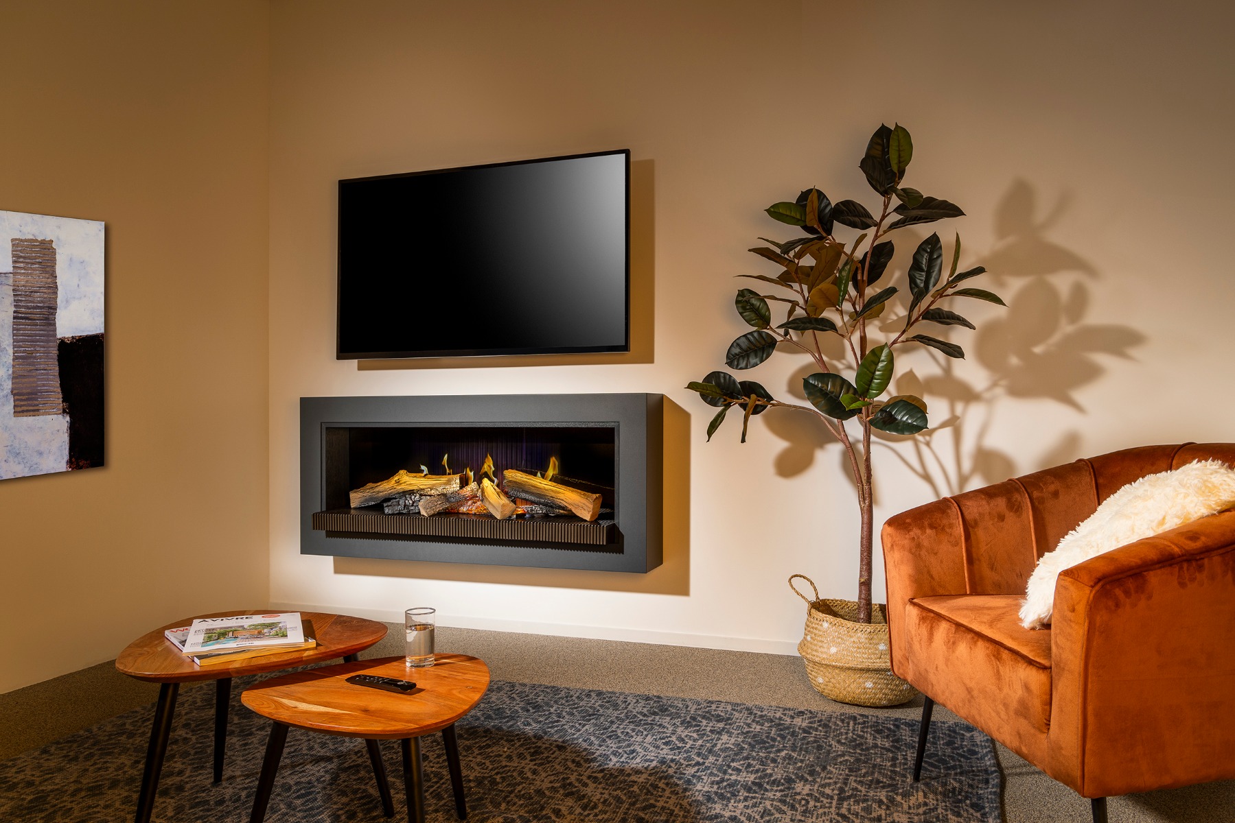 KalFire E-55 LED electric media wall fire