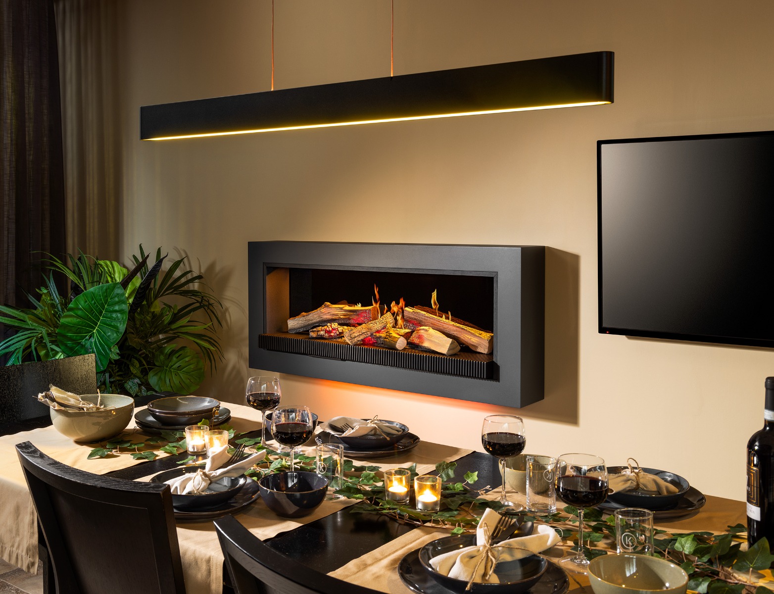 KalFire E-65 LED electric media wall fire