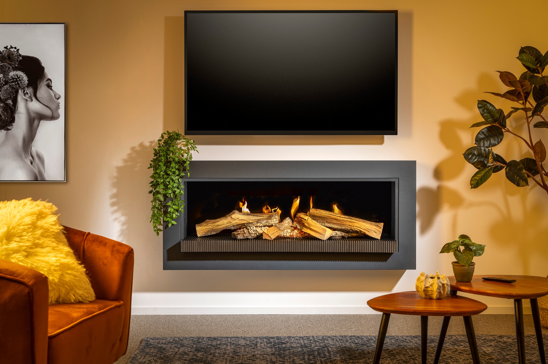 KalFire E-55 LED electric media wall fire