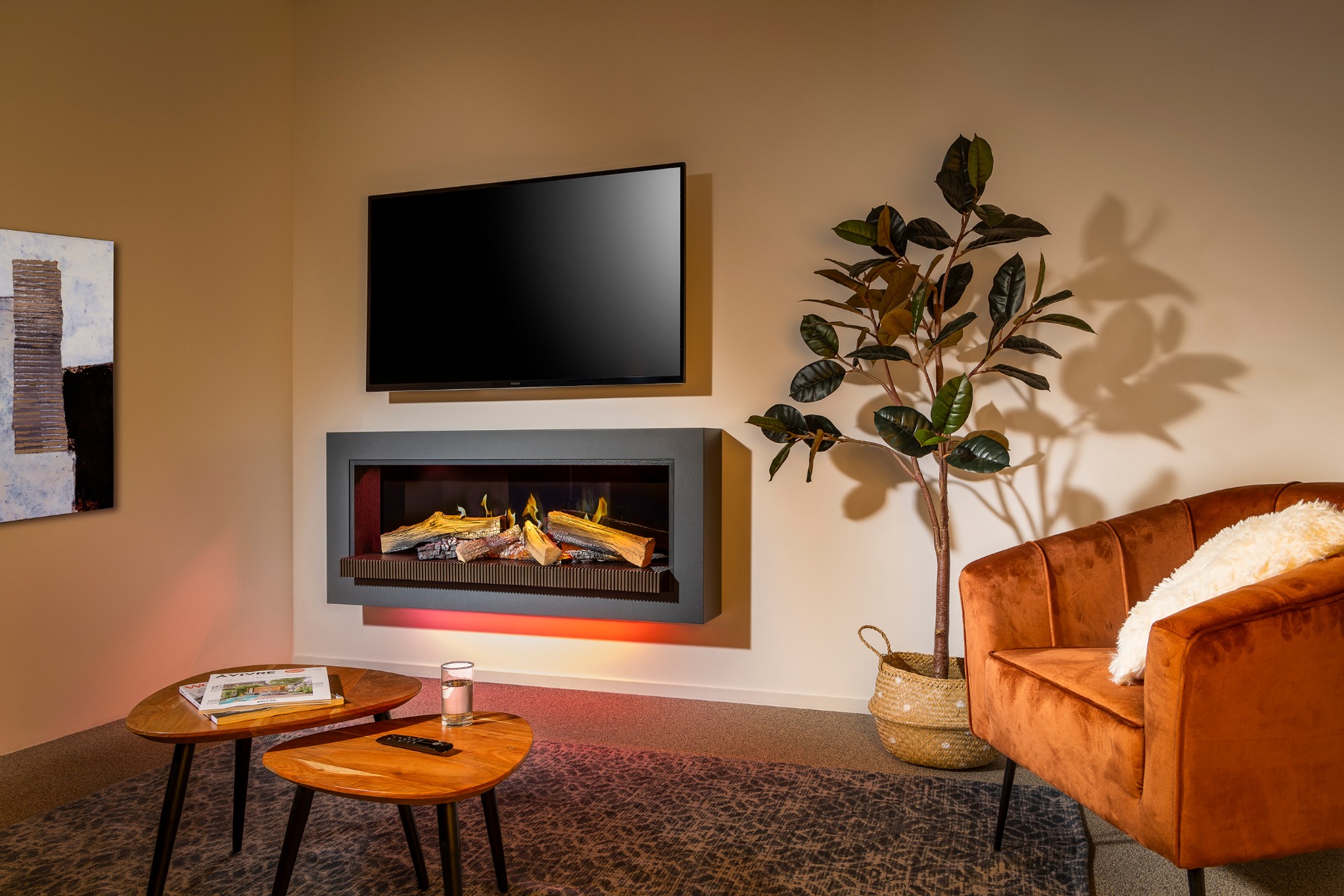 KalFire E-55 LED electric media wall fire