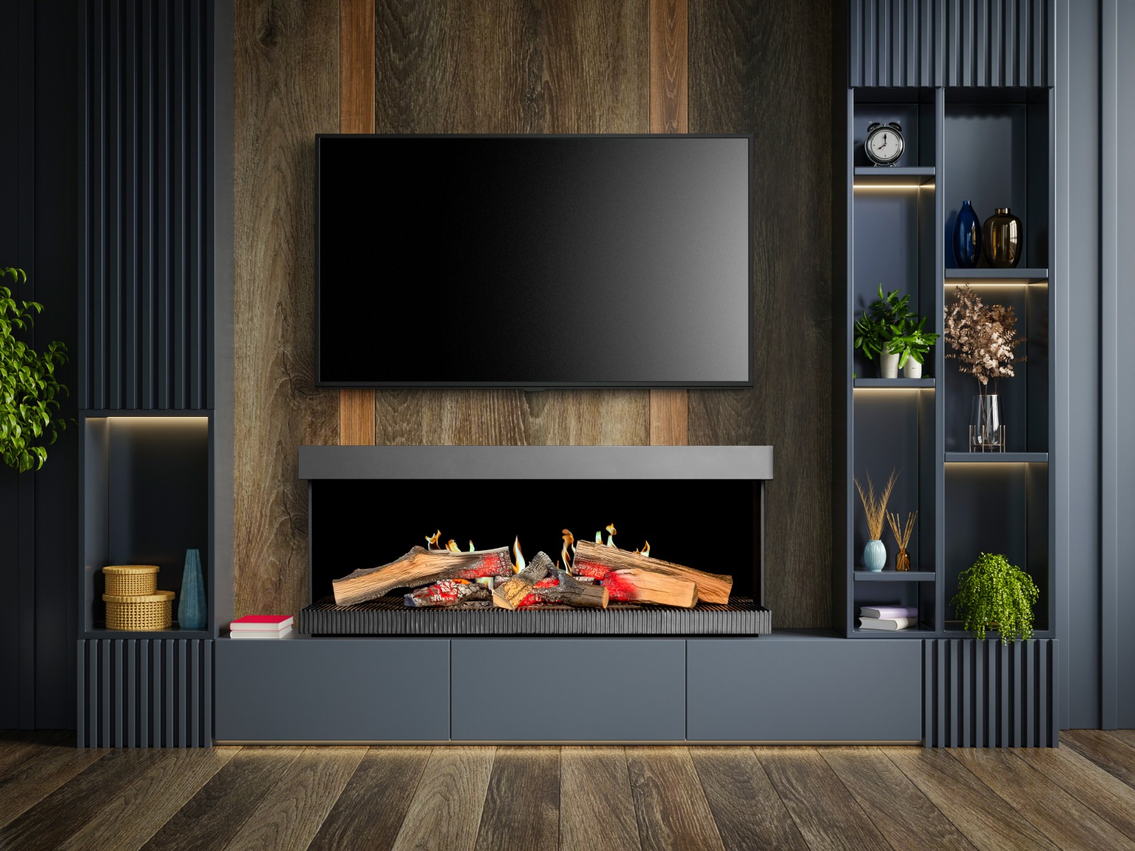 KalFire E-55 LED electric media wall fire