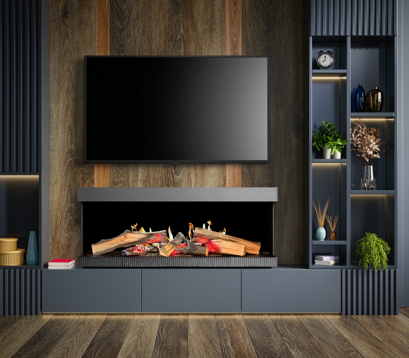 KalFire E-55 LED electric media wall fire
