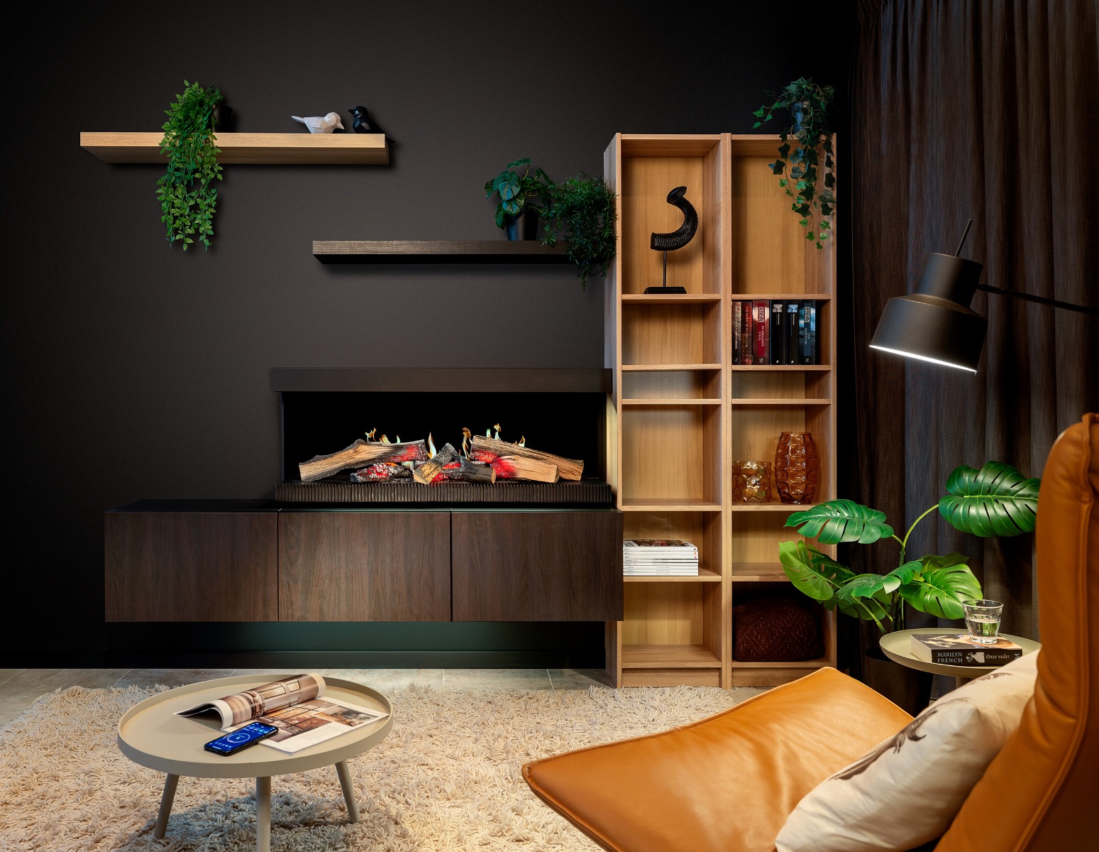 KalFire E-55 LED electric media wall fire