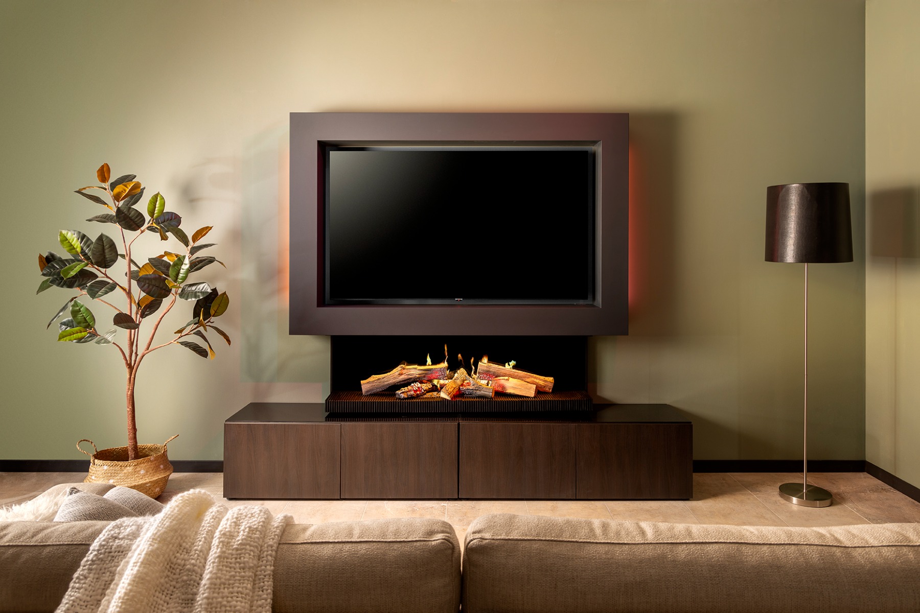 KalFire E-65 LED electric media wall fire