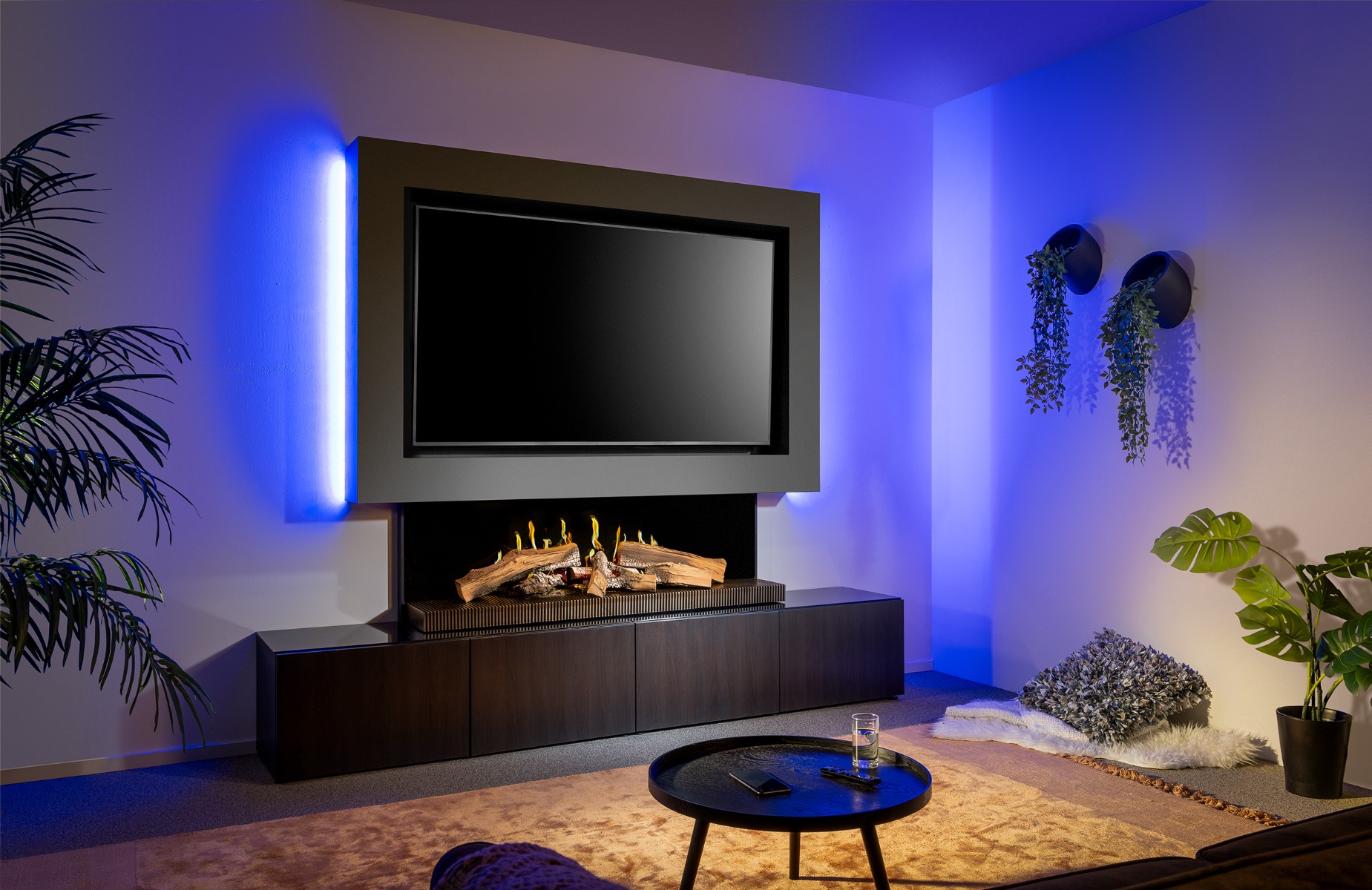 KalFire E-65 LED electric media wall fire