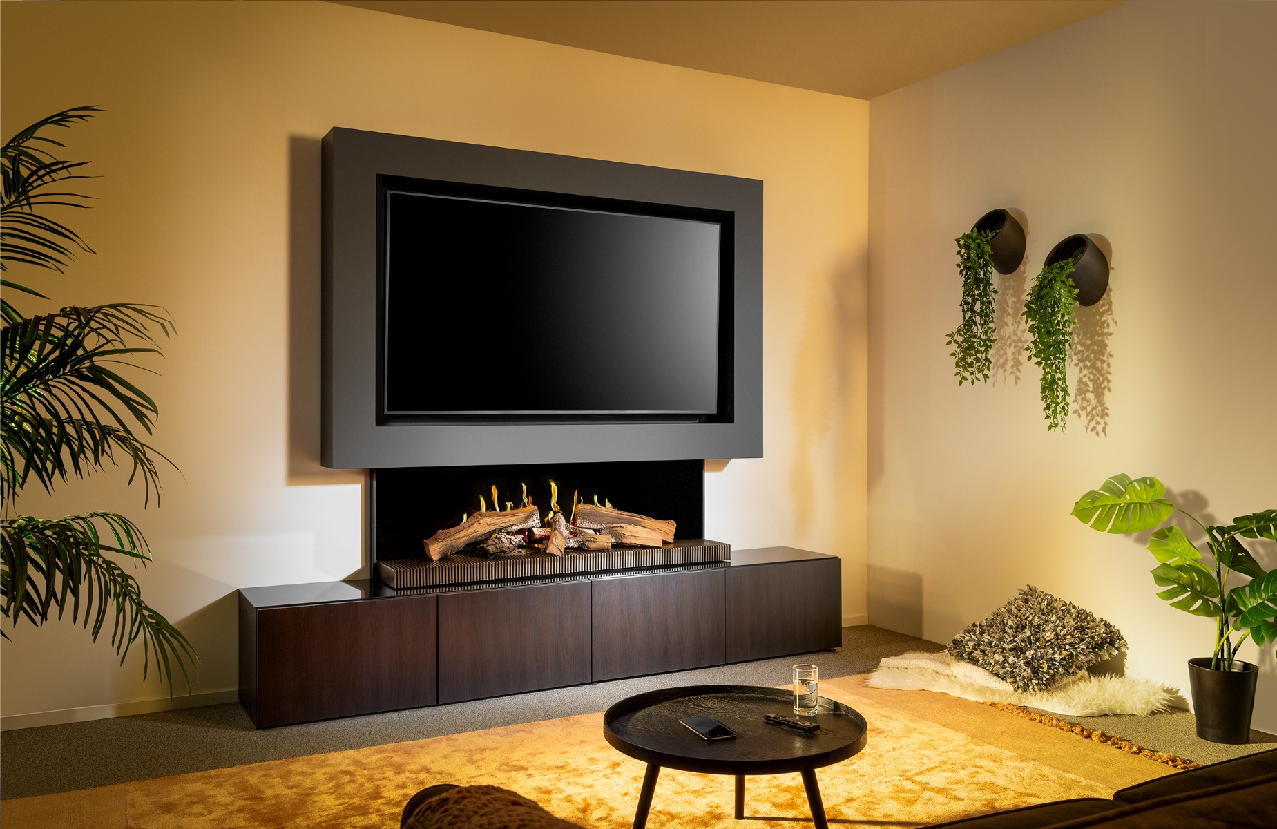 KalFire E-65 LED electric media wall fire