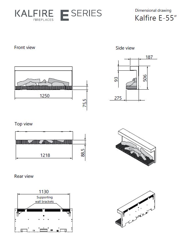 KalFire E-55 LED electric media wall fire