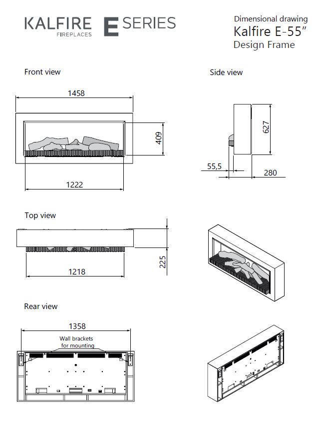KalFire E-55 LED electric media wall fire