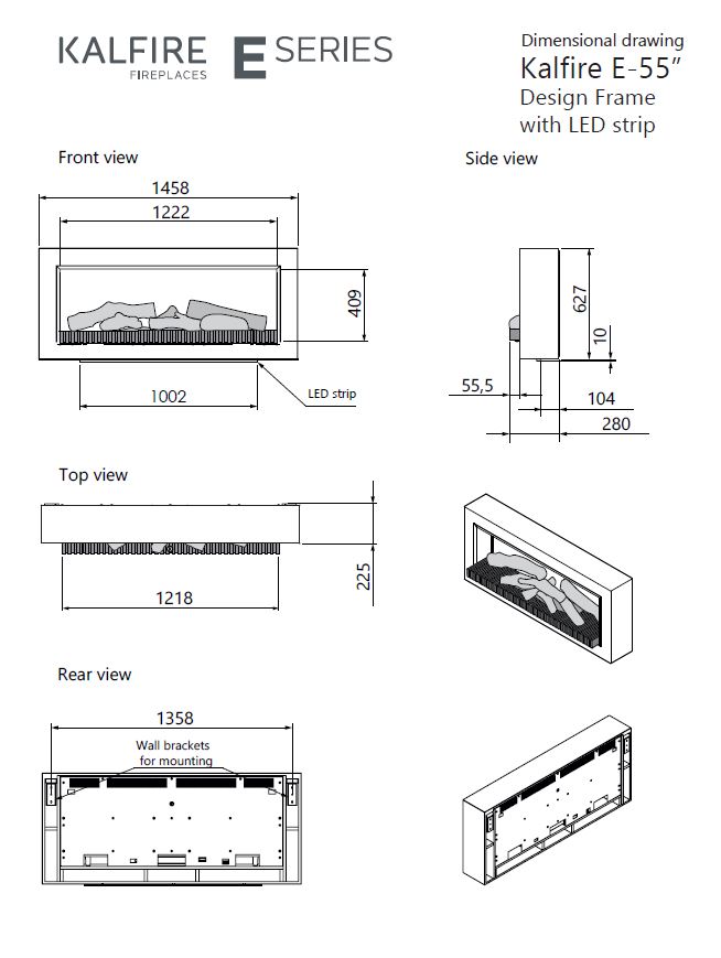 KalFire E-55 LED electric media wall fire