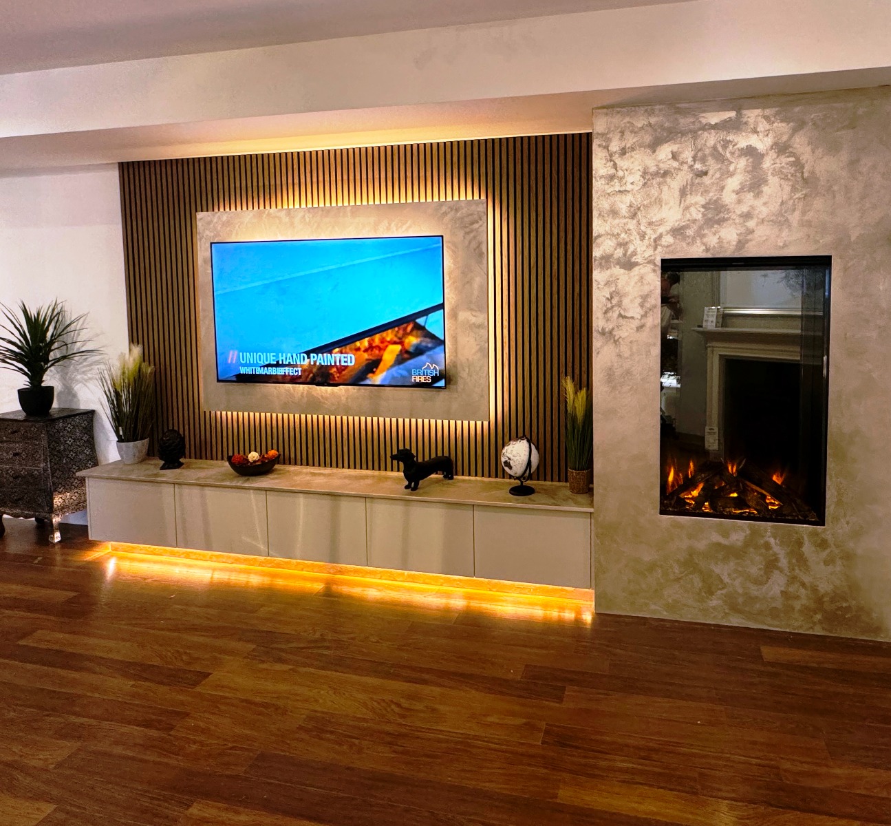 British Fires Knightwood Black Edition LED electric media wall fire