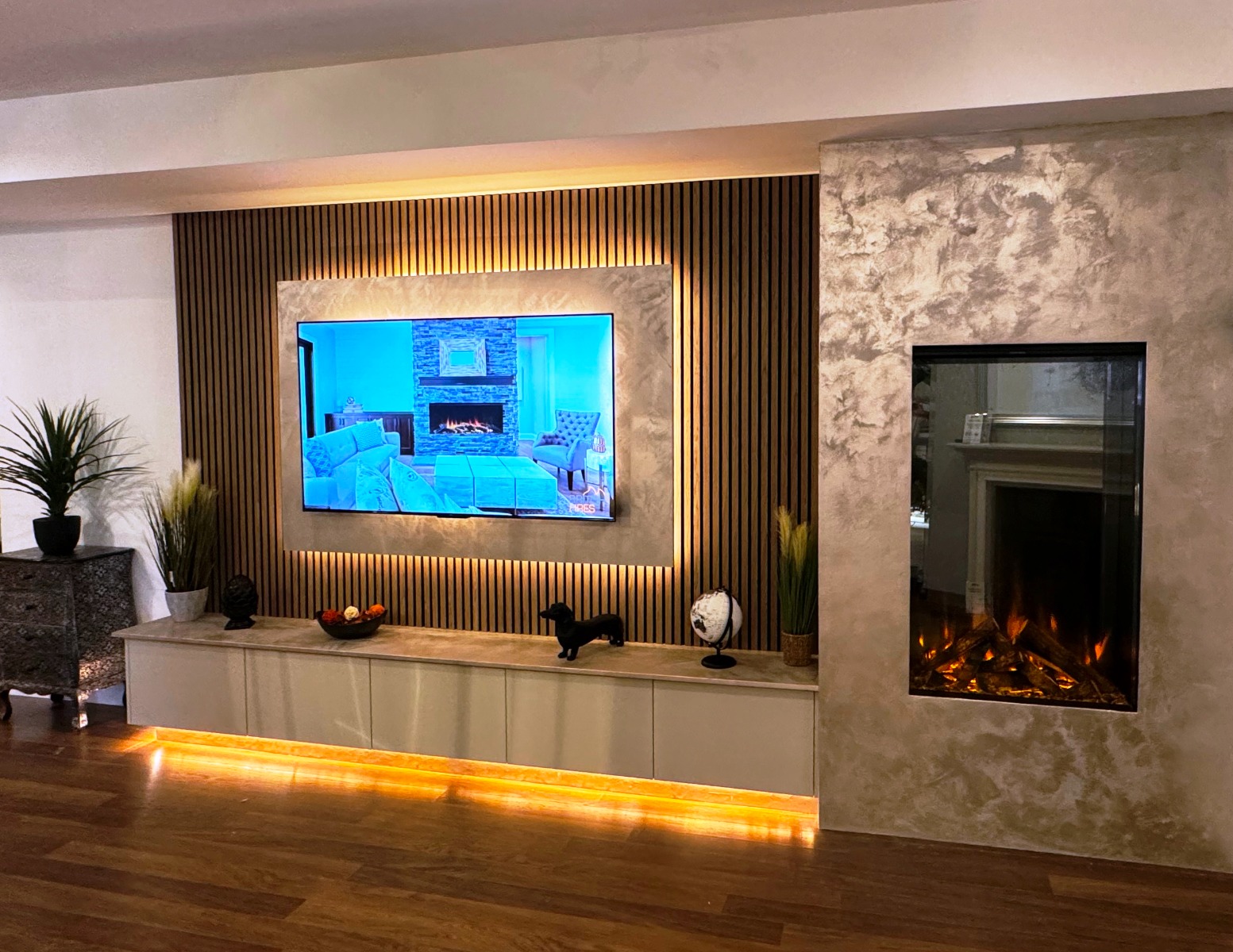 British Fires Knightwood LED electric media wall fire