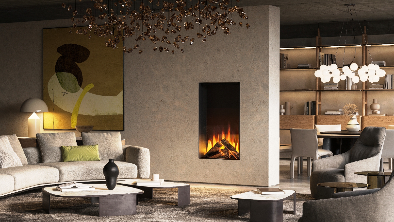 British Fires Knightwood LED electric media wall fire