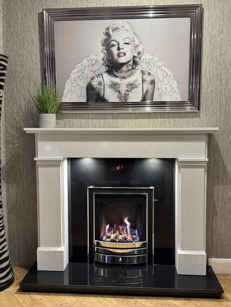 LINCOLN MARBLE FIREPLACE WITH LED DOWNLIGHTS