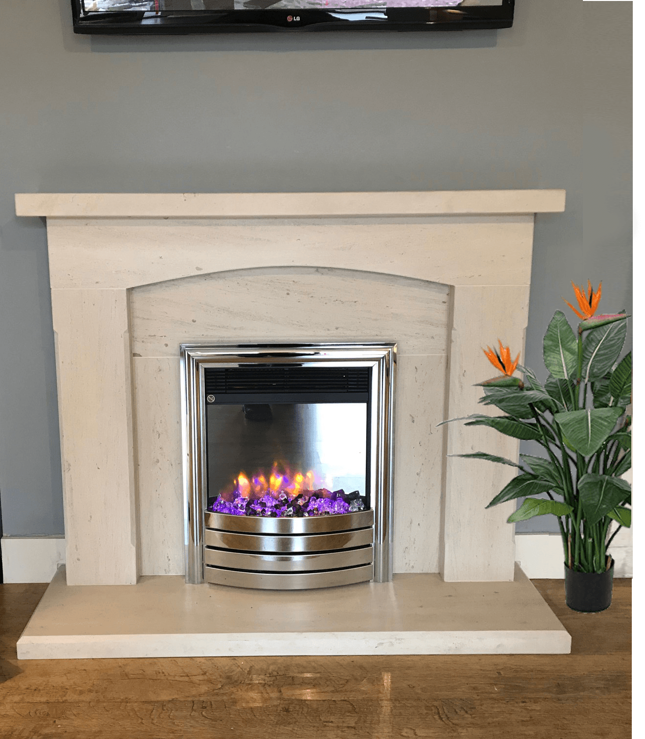 Luxe Limestone fireplace