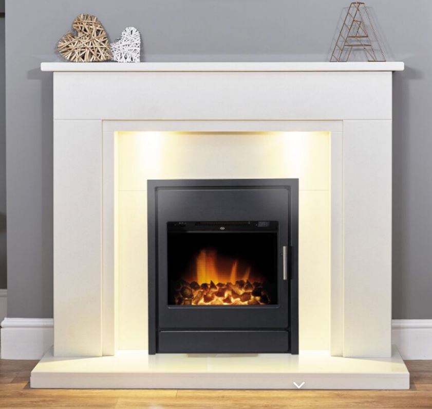 AURORA MONTREAL MARBLE FIREPLACE WITH LED DOWNLIGHTS