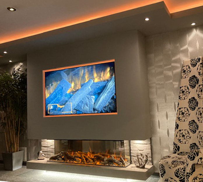 New Forest 1600 Black Edition media wall fire