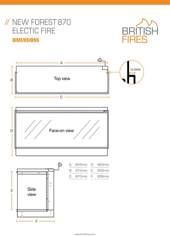New Forest 870 Black Edition LED electric media wall fire