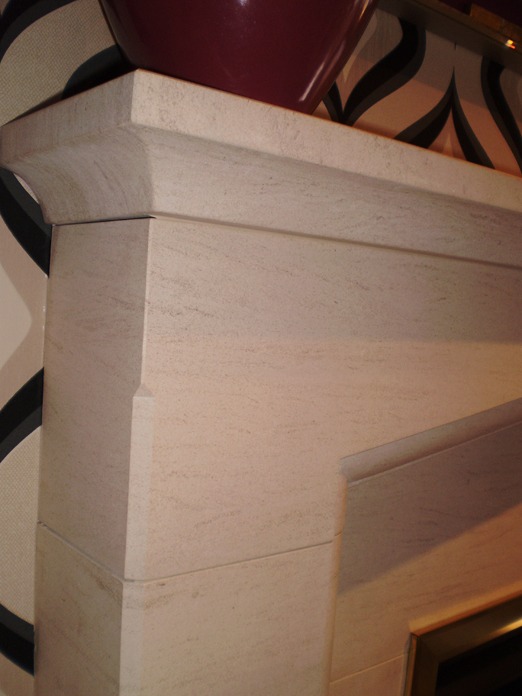 Tudor 60 limestone fireplace