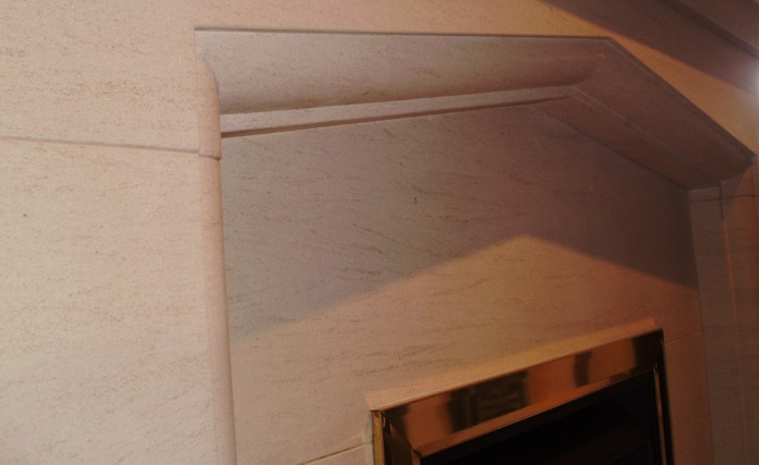 Tudor 60 limestone fireplace