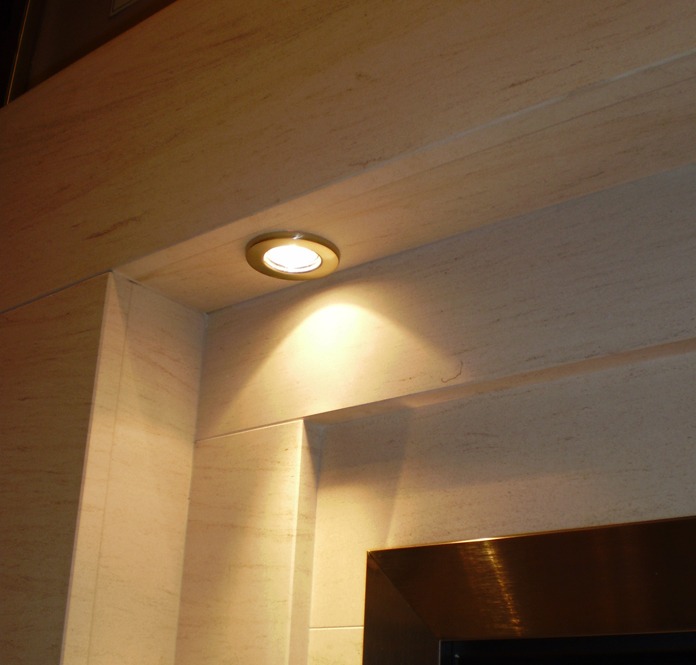 Lister limestone  fireplace with lights