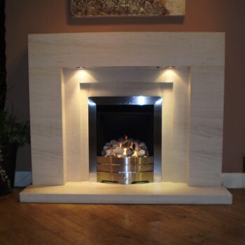 Lister limestone  fireplace with lights