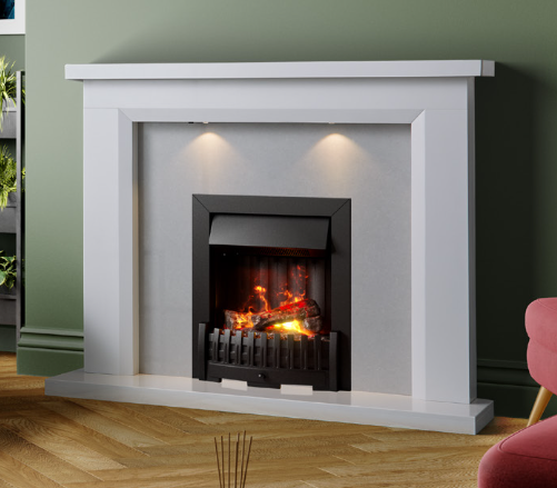 RIO MARBLE FIREPLACE WITH LED DOWNLIGHTS