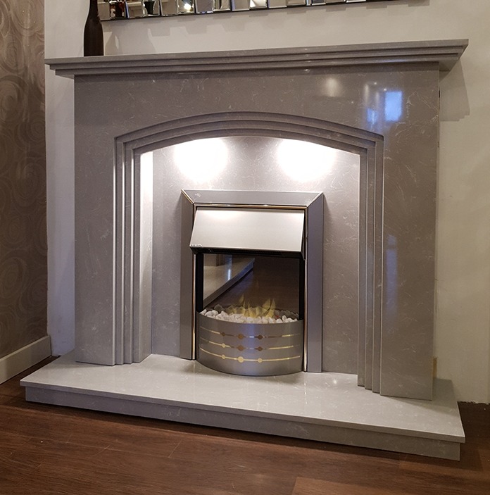 Rossi fireplace in Italian grey marble