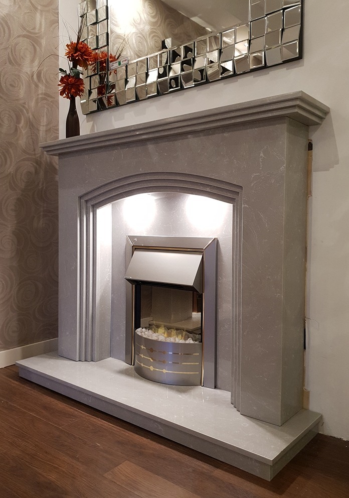 Rossi fireplace in Italian grey marble