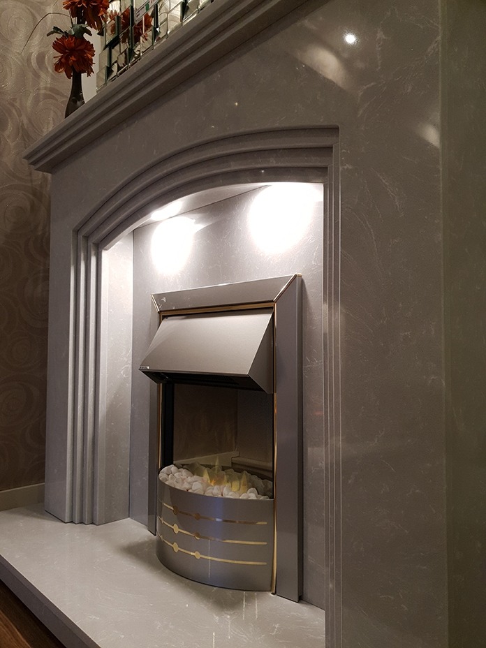 Rossi fireplace in Italian grey marble