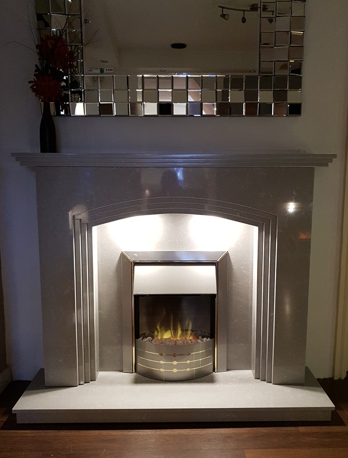 Rossi fireplace in Italian grey marble