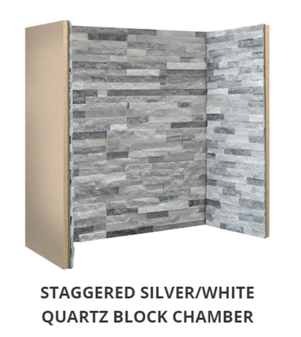 Staggered Silver Grey / White Slate Block chamber