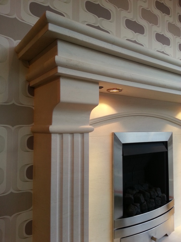 Tiree 54 limestone fireplace
