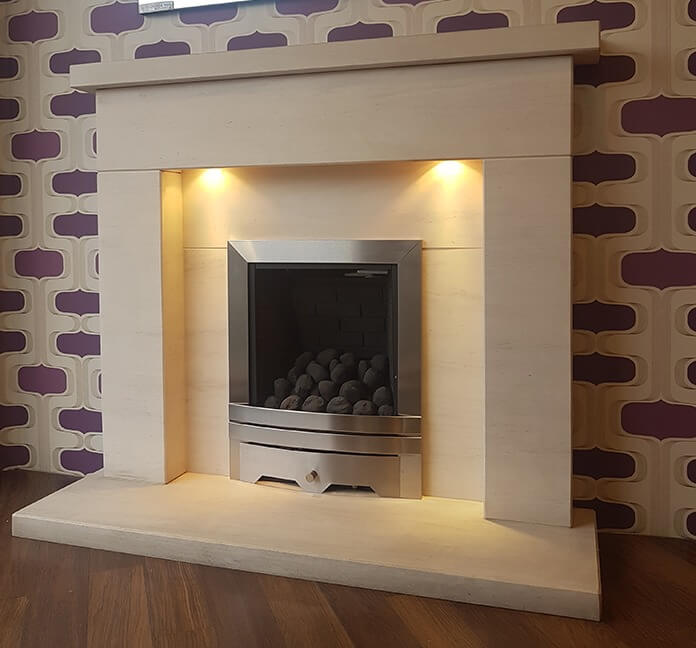 Vaska limestone fireplace