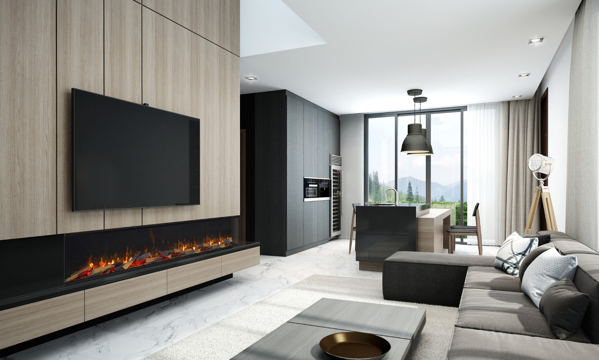 VISION E-LINE SOLUS VS220 MEDIA WALL ELECTRIC FIRE
